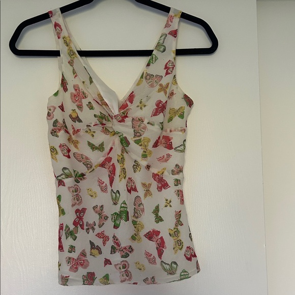 Idlentity by Lord & Taylor Multicolor Butterfly Camisole Y2K 100% Silk Rainbow - Picture 11 of 13